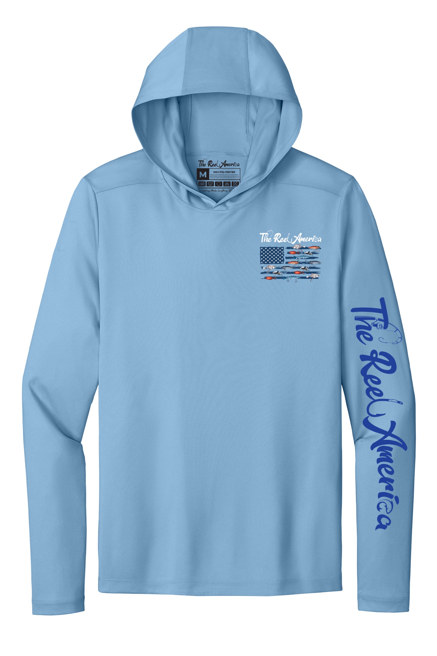 Bass, Rods and Flag light blue long sleeve dri fit shirt